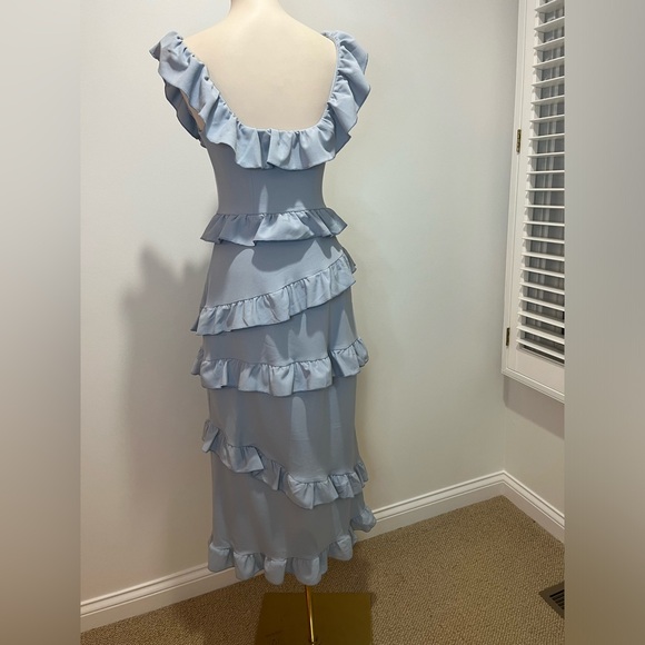 Show Me Your MuMu NWOT Greta Dress in Steel Blue Stretch - Picture 15 of 16